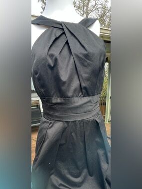 David's Bridal Black Halter-Style Satin Evening Dress. Size 10.